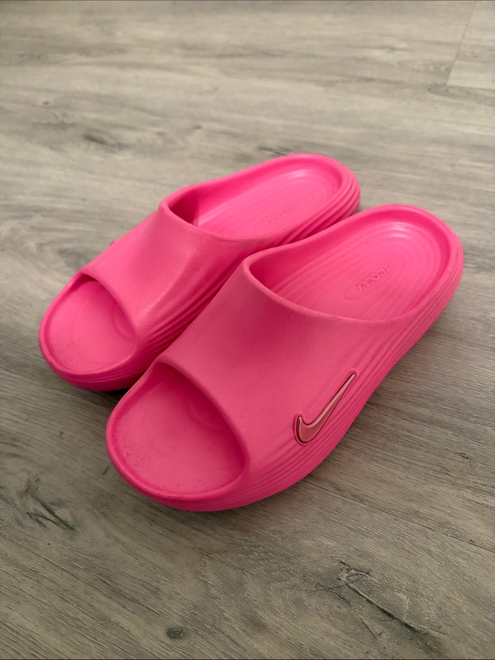 Nike Reactx Pink Women's Slide Sandals with Swoosh Accent